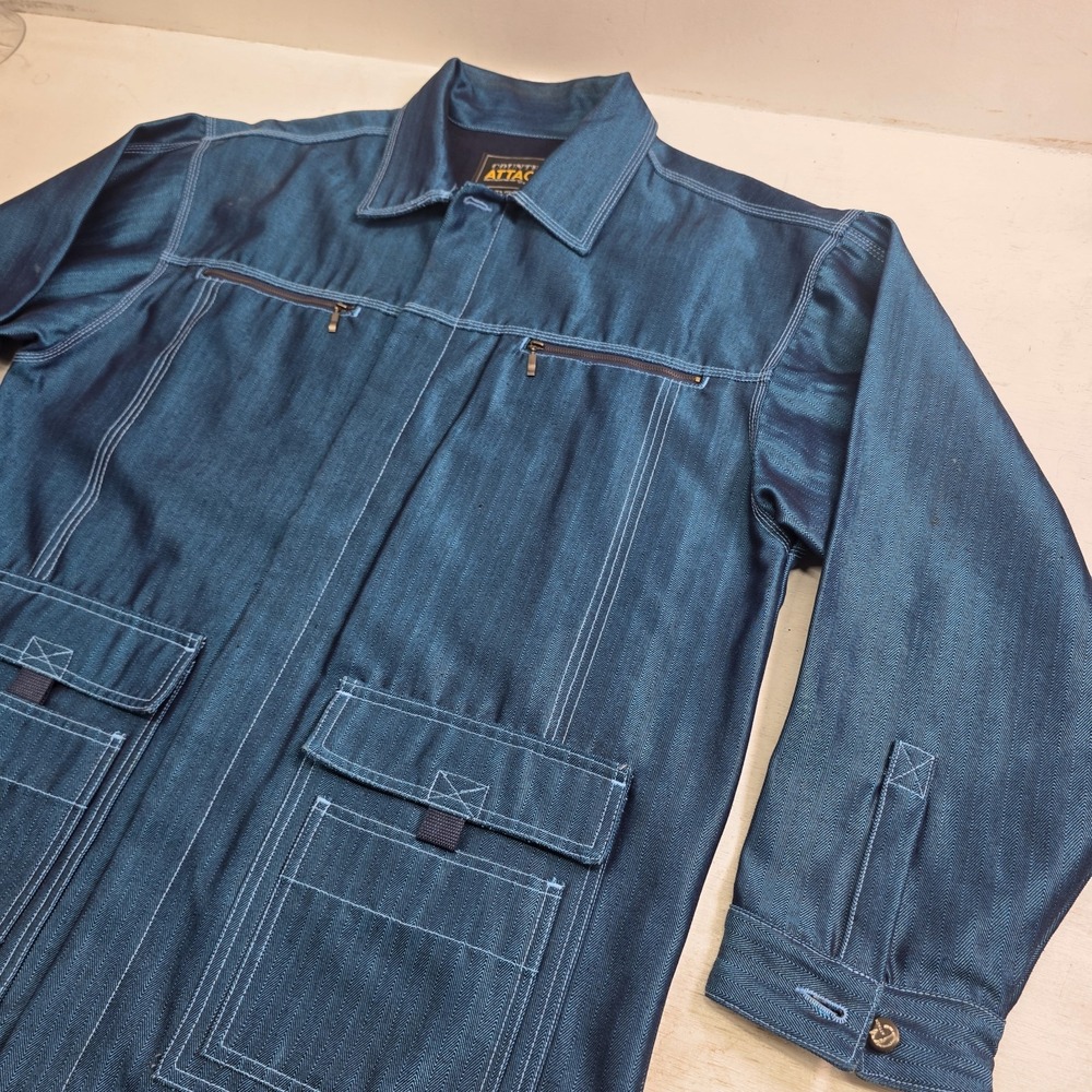 Vintage Counter Attack Denim‎ Jacket Metallic Blue Streetwear Men's XL Rare EUC - Picture 5 of 16